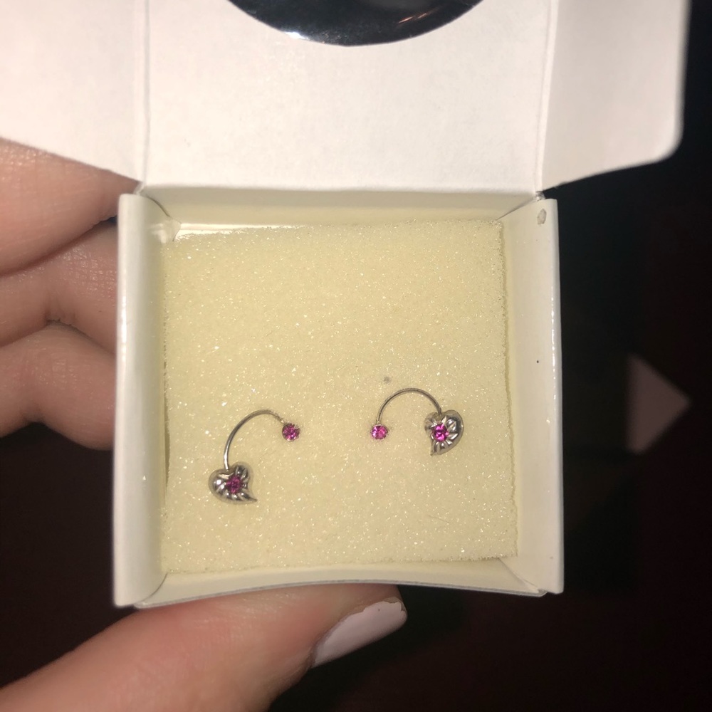 pink leaf earrings